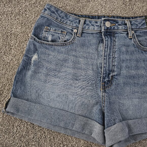 WILD FABLE super high-rise SHORTS rolled cuff DISTRESS cotton SPANDEX - Picture 3 of 8